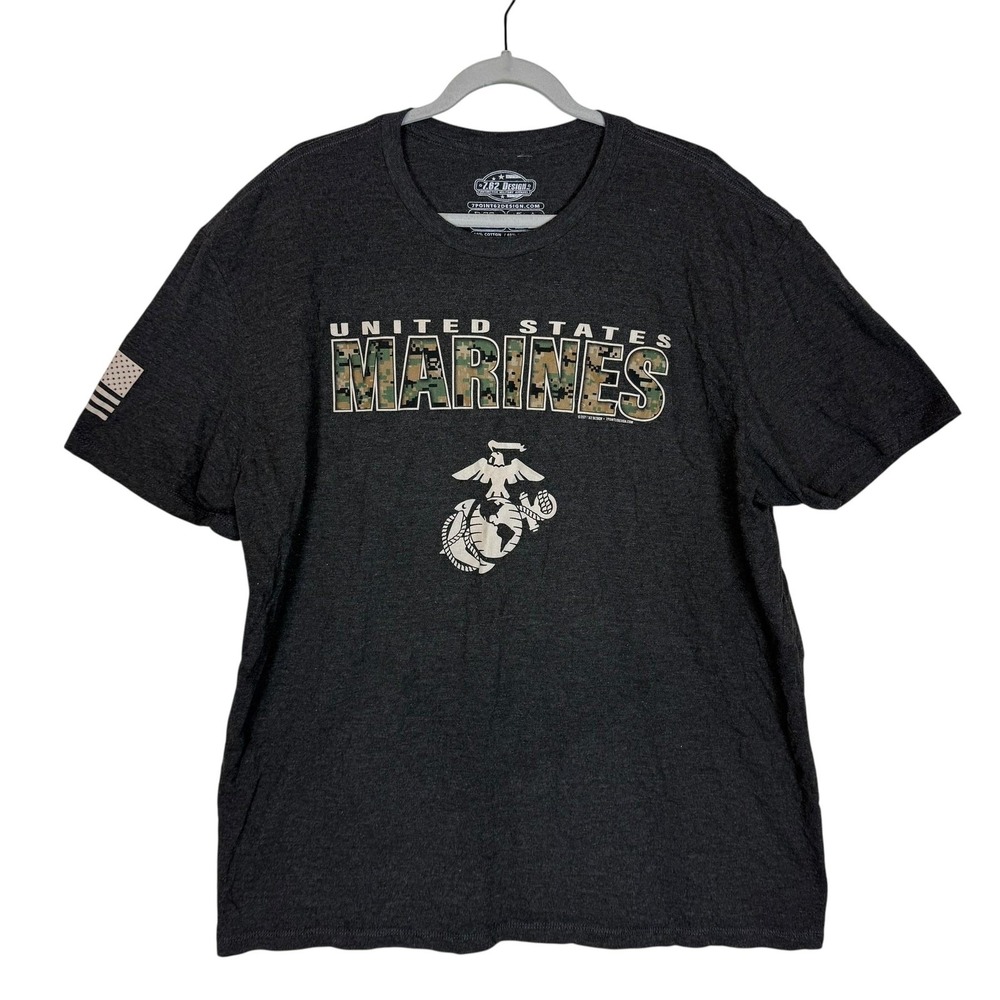 7.62 Design Shirt Mens XL Gray United States Marines Camo Graphic Tee‎ USA